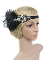 Faschingskostüm 1920er Jahre Great Gatsby Stirnband Flapper Stirnband Feder Strass Frauen Retro Haarschmuck Karneval Kostüm