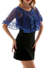 Faschingskostüm 1920er Jahre große Gatsby Cape Flapper Kleid Poncho blau Pailletten schiere Frauen Retron Zubehör Karneval Kostüm