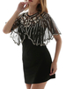 Faschingskostüm 1920er Jahre große Gatsby Zubehör Flapper Kleid Cape Pailletten schiere Frauen Poncho Karneval Kostüm