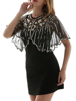 Faschingskostüm 1920er Jahre große Gatsby Zubehör Flapper Kleid Cape Pailletten schiere Frauen Poncho Karneval Kostüm