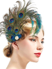 Faschingskostüm 1920er Jahre große Gatsby Zubehör Flapper Kleid Zubehör grüne Feder Frauen Karneval Kostüm Zubehör Flapper Headpieces Karneval Kostüm