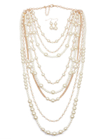 Faschingskostüm 1920er Jahre Mode Great Gatsby Accessoire White Pearl Layered Halskette Flapper Kleid Accessoires