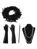 Faschingskostüm 1920er Jahre Mode Great Gatsby Accessoires Flapper Frauen Federn Perlen Halskette Tabakpfeife Handschuhe Set Karneval Kostüm