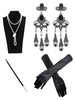Faschingskostüm 1920er Jahre Mode Great Gatsby Accessoires Flapper Frauen Perlen Halskette Tabak Pfeife Ohrringe Handschuhe Set für 20er Jahre Party Kleid Accessoires Karneval Kostüm