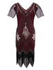 Faschingskostüm 1920s Great Gatsby Kostüm Flapper Kleid Karneval Kostüm Kurz Ärmel Weinlese Damen Paillette Quasten Kleides