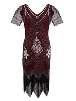 Faschingskostüm 1920s Great Gatsby Kostüm Flapper Kleid Karneval Kostüm Kurz Ärmel Weinlese Damen Paillette Quasten Kleides