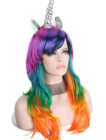 Faschingskostüm 2021 Perück in Rosarot mit Thema von Unicorn Hochwertige Synthetic Unisex und Perücke Karneval Kostüm