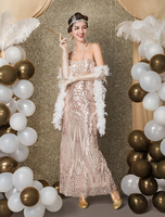 Faschingskostüm 20er Jahre Kleid Charleston Kleid für Damen mit Pailletten bestickt Vintage Kleid Karneval Kostüm