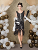 Faschingskostüm 20er Jahre Kleid Charleston Kleid für Damen mit Pailletten bestickt Vintage Kleid Karneval Kostüm