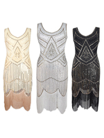 Faschingskostüm 20er Jahre Kleid Charleston Kleid für Damen mit Pailletten bestickt Vintage Kleid Karneval Kostüm