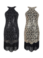 Faschingskostüm 20er Jahre Kleid Charleston Kleid für Damen mit Pailletten bestickt Vintage Kleid Karneval Kostüm