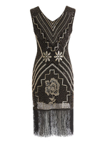 Faschingskostüm 20er Jahre Kleid Charleston Kleid für Damen mit Pailletten bestickt Vintage Kleid Karneval Kostüm