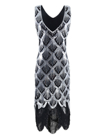 Faschingskostüm 20er Jahre Kleid Charleston Kleid für Damen Polyester mit Fransen Vintage Kleid Karneval Kostüm