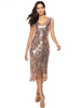 Faschingskostüm 20er Jahre Kleid Charleston Kleid für Damen Polyester mit Fransen Vintage Kleid Karneval Kostüm