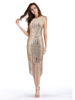 Faschingskostüm 20er Jahre Kleid Charleston Kleid für Damen Polyester mit Fransen Vintage Kleid Karneval Kostüm