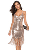Faschingskostüm 20er Jahre Kleid Charleston Kleid für Damen Polyester mit Fransen Vintage Kleid Karneval Kostüm