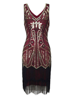 Faschingskostüm 20er Jahre Kleid Charleston Kleid für Damen Polyester mit Fransen Vintage Kleid Karneval Kostüm
