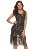 Faschingskostüm 20er Jahre Kleid Charleston Kleid für Damen Polyester mit Fransen Vintage Kleid Karneval Kostüm