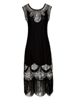 Faschingskostüm 20er Jahre Kleid Charleston Kleid für Damen Polyester mit Fransen Vintage Kleid Karneval Kostüm