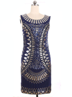 Faschingskostüm 20er Jahre Kleid Charleston Kleid für Damen Polyester mit Pailletten Vintage Kleid Karneval Kostüm
