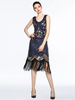 Faschingskostüm 20er Jahre Kleid Charleston Kleid für Damen Polyester mit Pailletten Vintage Kleid Karneval Kostüm