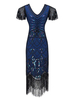 Faschingskostüm 20er Jahre Kleid Charleston Kleid für Damen Polyester mit Pailletten Vintage Kleid Karneval Kostüm