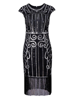 Faschingskostüm 20er Jahre Kleid Charleston Kleid für Damen Polyester Vintage Kleid Karneval Kostüm