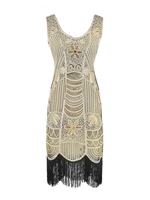 Faschingskostüm 20er Jahre Kleid Charleston Kleid für Damen Polyester Vintage Kleid Karneval Kostüm
