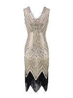Faschingskostüm 20er Jahre Kleid Charleston Kleid für Damen Polyester Vintage Kleid Karneval Kostüm