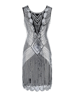 Faschingskostüm 20er Jahre Kleid Charleston Kleid für Damen Polyester Vintage Kleid Karneval Kostüm
