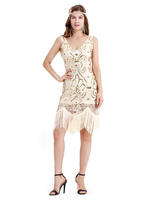 Faschingskostüm 20er Jahre Kleid Charleston Kleid für Damen Polyester Vintage Kleid Karneval Kostüm