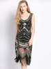 Faschingskostüm 20er Jahre Kleid Charleston Kleid Polyester mit Fransen Vintage Kleid Karneval Kostüm