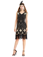 Faschingskostüm 20er Jahre Kleid Charleston Kleid Polyester mit Fransen Vintage Kleid Karneval Kostüm