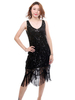 Faschingskostüm 20er Jahre Kleid Charleston Kleid Polyester mit Fransen Vintage Kleid Karneval Kostüm