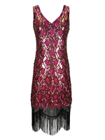 Faschingskostüm 20er Jahre Kleid Charleston Kleid Polyester mit Fransen Vintage Kleid Karneval Kostüm