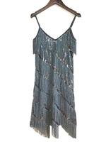 Faschingskostüm 20er Jahre Kleid Charleston Kleid Polyester mit Fransen Vintage Kleid Karneval Kostüm