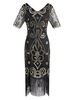 Faschingskostüm 20er Jahre Kleid Charleston Kleid Polyester mit Fransen Vintage Kleid Karneval Kostüm