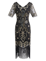 Faschingskostüm 20er Jahre Kleid Charleston Kleid Polyester mit Fransen Vintage Kleid Karneval Kostüm