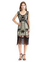 Faschingskostüm 20er Jahre Kleid Charleston Kleid Polyester mit Fransen Vintage Kleid Karneval Kostüm