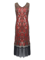 Faschingskostüm 20er Jahre Kleid Charleston Kleid Polyester mit Fransen Vintage Kleid Karneval Kostüm