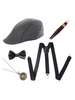 Faschingskostüm Accessoires Herren fünfteiliges Set Baskenmütze Zigarrenfliege Cosplay Kostümzubehör