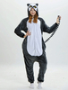 Faschingskostüm Affe Kigurumi Onesie Erwachsene Pyjamas Flanell Tief Grau Lange Overalls Unisex Tier Nachtwäsche Karneval Kostüm