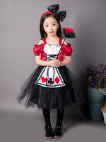 Faschingskostüm Alice im Wunderland Cosplay Red Ruffle Print Mädchen Kostüm Kleid Halloween Karneval Kostüm Karneval Kostüm