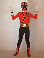 Faschingskostüm Attraktiver Kinder Superheros Zentai aus Elastan in Rot und Schwarz