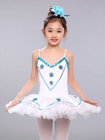 Faschingskostüm Ballerina Kleid Gilrs Latin Dance Kostüm Weiß Kinder Training Tutu Tanzkleider Karneval Kostüm