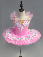 Faschingskostüm Balletttanz Kostüm Rosa Spitze Blumen Plissee Ballerina Kleid Karneval Kostüm