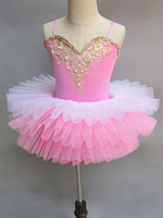 Faschingskostüm Balletttanz Kostüm Rosa Tutu Kleid Straps Bestickte Ballerina Kleider Karneval Kostüm