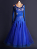 Faschingskostüm Ballroom Dance Kleid Organza Royalblau Rundhalsausschnitt lange Sleee Bodycon ausgeschnitten Pleatred Flare Swing Gesellschaftstanz Kostüm