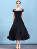 Faschingskostüm Ballroom Dance Kleider Schwarz Floral Kurzarm Frauen Tanzen Kostüm Karneval Kostüm