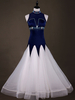 Faschingskostüm Ballroom Dance Kostüm Kleider Frauen Langarm Organza Deep Blue Praxis Tanzen Kostüm Karneval Kostüm
